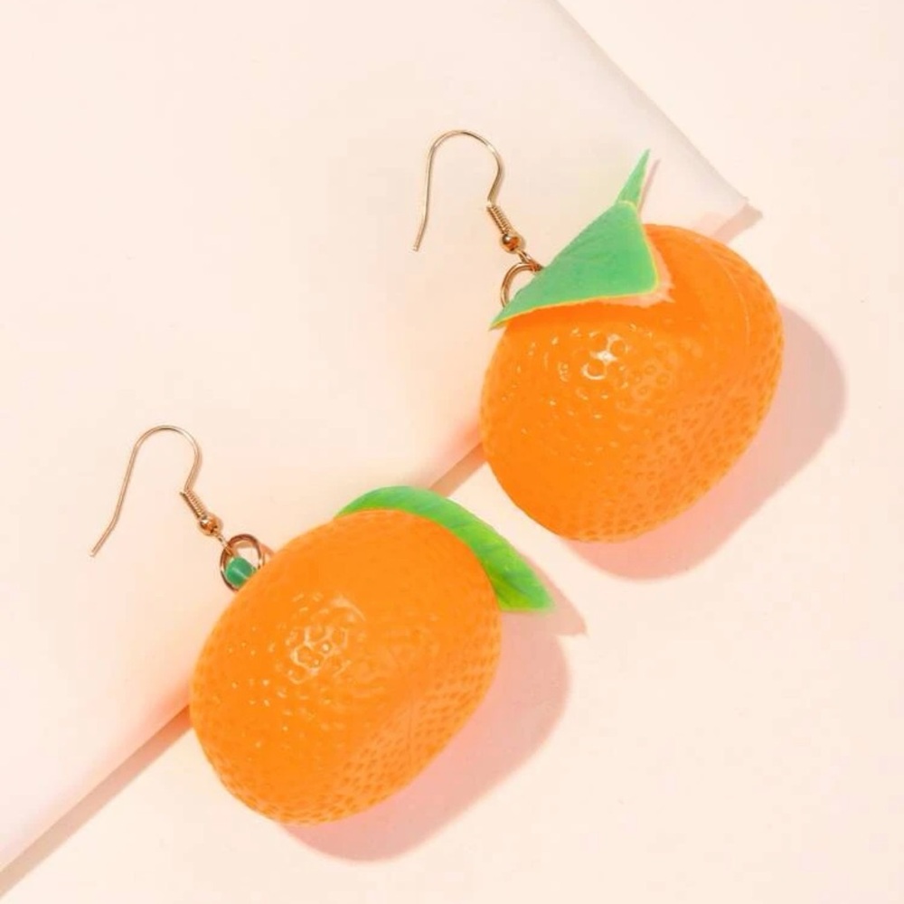 π Awesome 3D Realistic Tangerine Orange Fruit Oversize Drop Earrings π